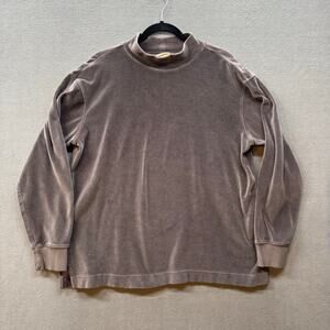 Pact Organic Pure Velour Mock Neck Long Sleeve Top Womens L Grey Cotton Cozy